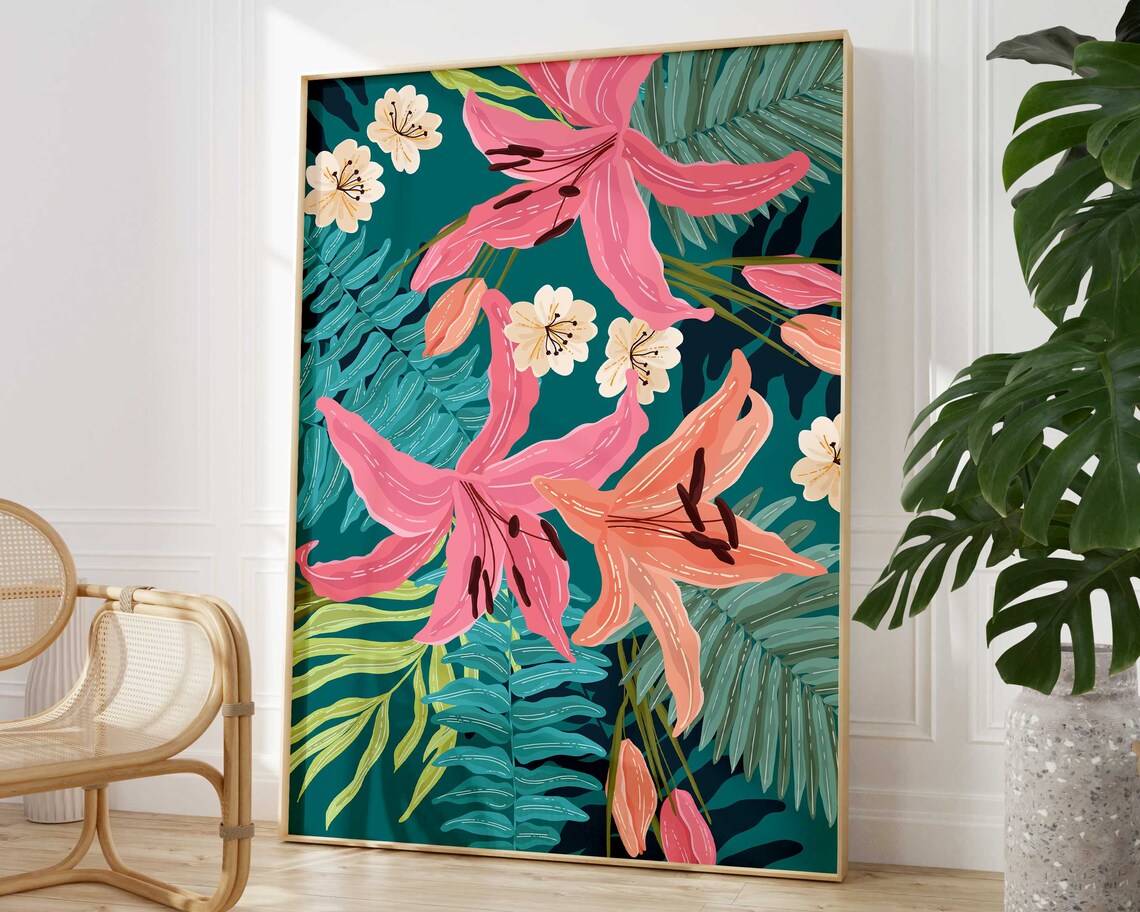 Bright Tropical Pattern Botanical Art Print