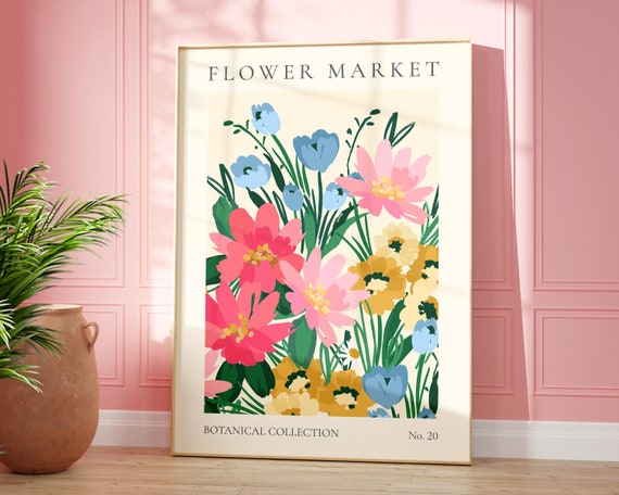 Flower Market Print, Modern Botanical Wall Art