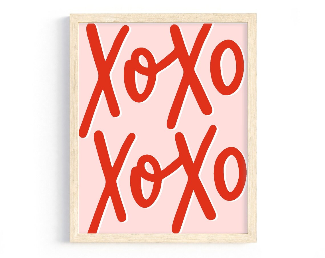 Valentine X and O Wall Art Print for Galentine's Day