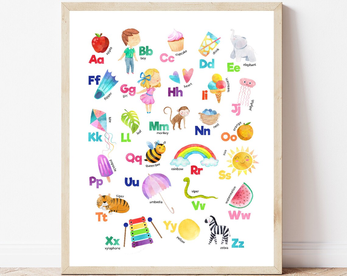 Rainbow ABC Poster, Alphabet Classroom Decor