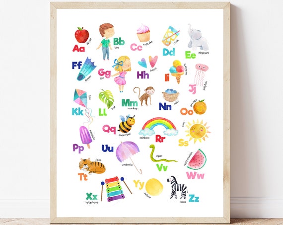 Rainbow ABC Poster, Alphabet Classroom Decor