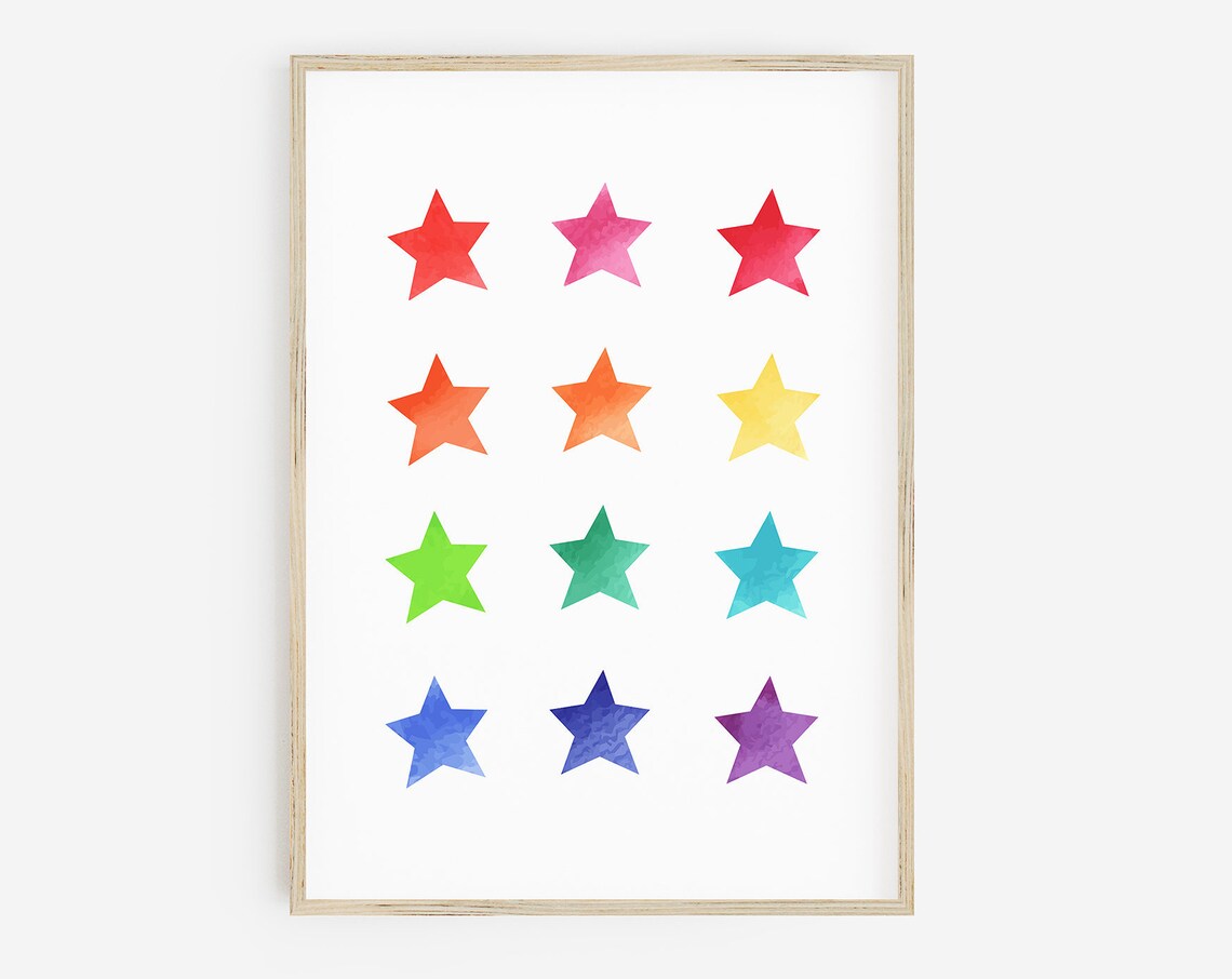 Rainbow Stars Print, Bright Playroom Poster - Image 2