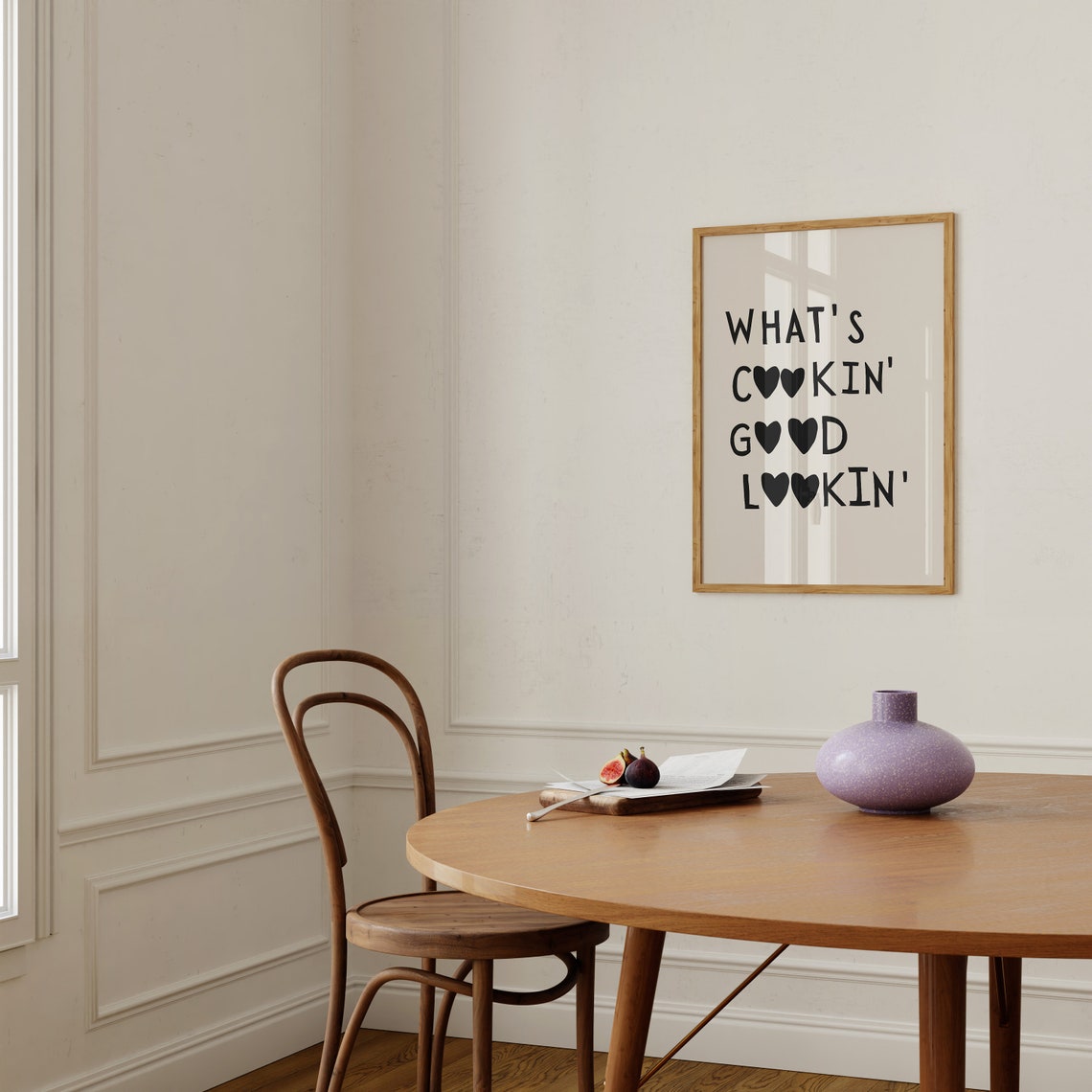 What's Cookin' Good Lookin' Black Heart Letters Kitchen Quote Poster - Image 3