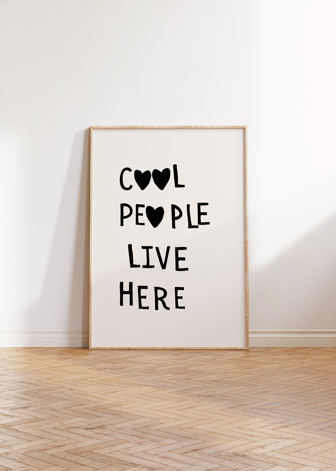 Cool People Live Here Black Heart Typography Quote Decor Poster - Image 3
