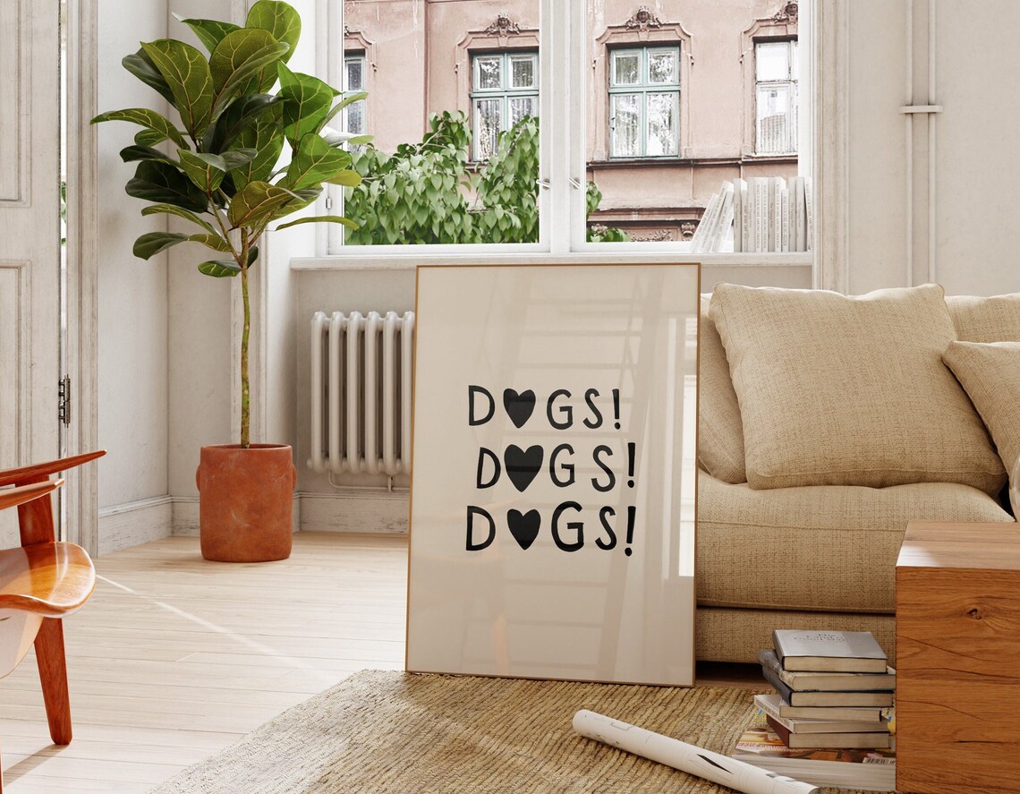 Cute Dog Minimalist Heart Typography Art Print - Image 4