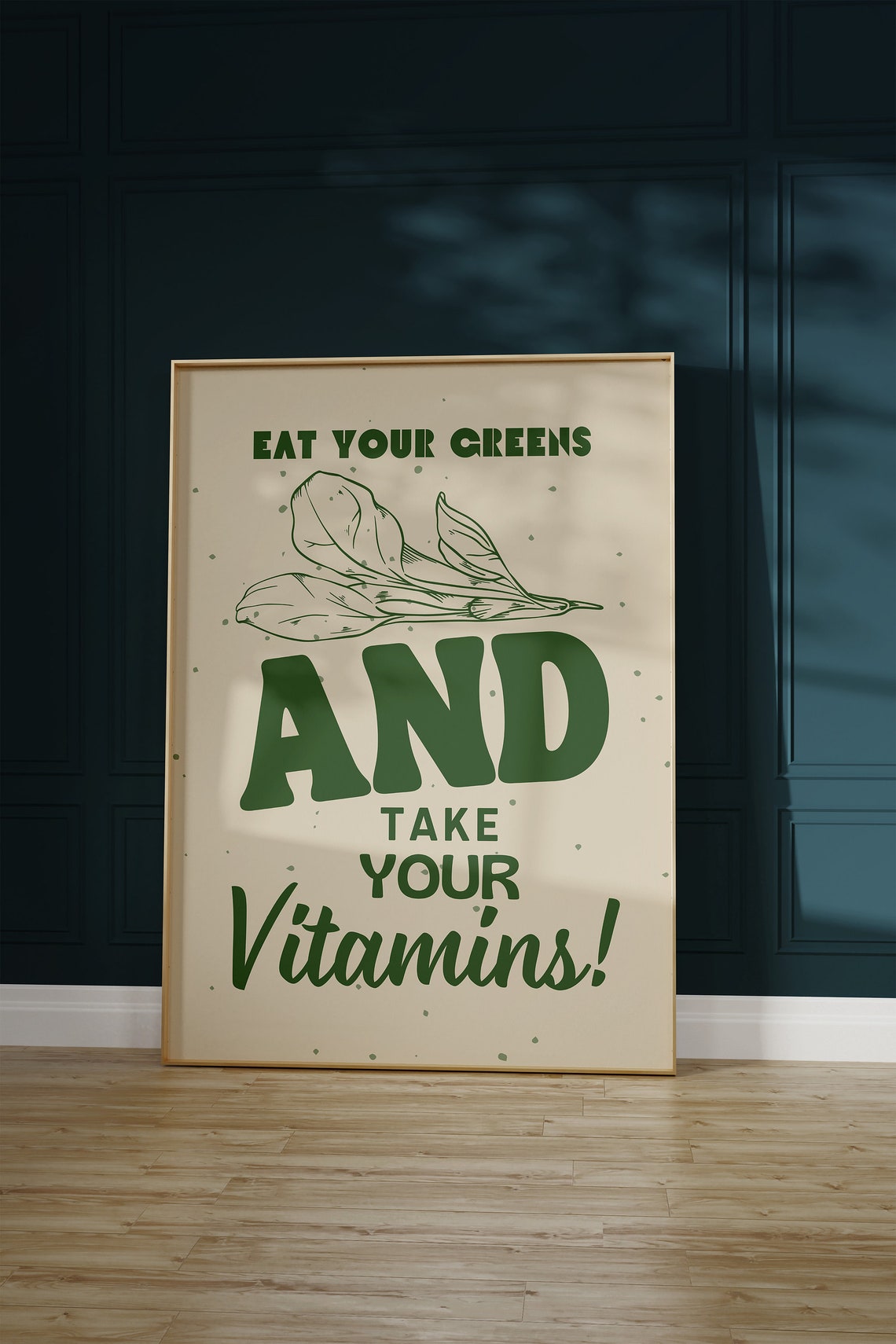 Cheerful Eat Your Greens And Take Your Vitamins Kitchen Poster - Image 3