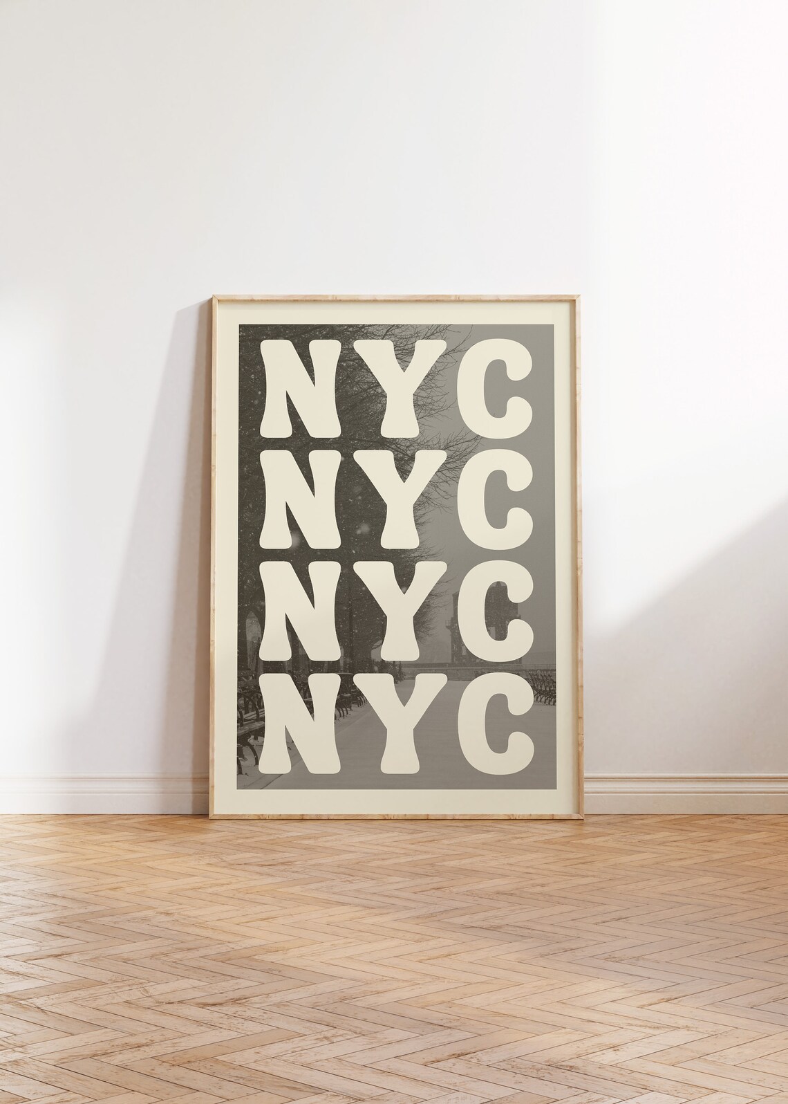 NYC Retro Cream Lettering Urban New York City Travel Art Poster - Image 4