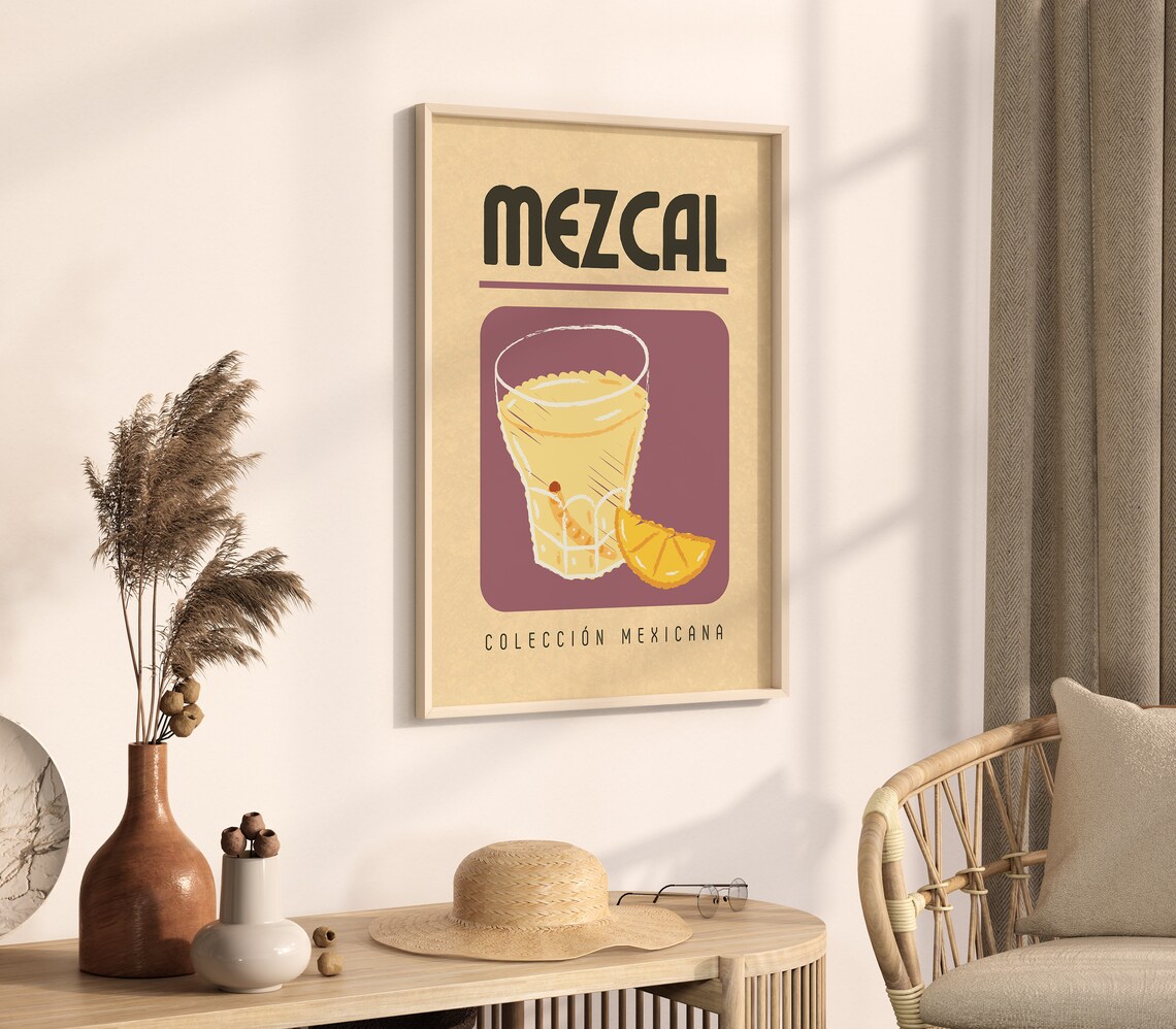 Mezcal Retro Cocktail Glass Art Colección Mexicana Drink Poster - Image 3