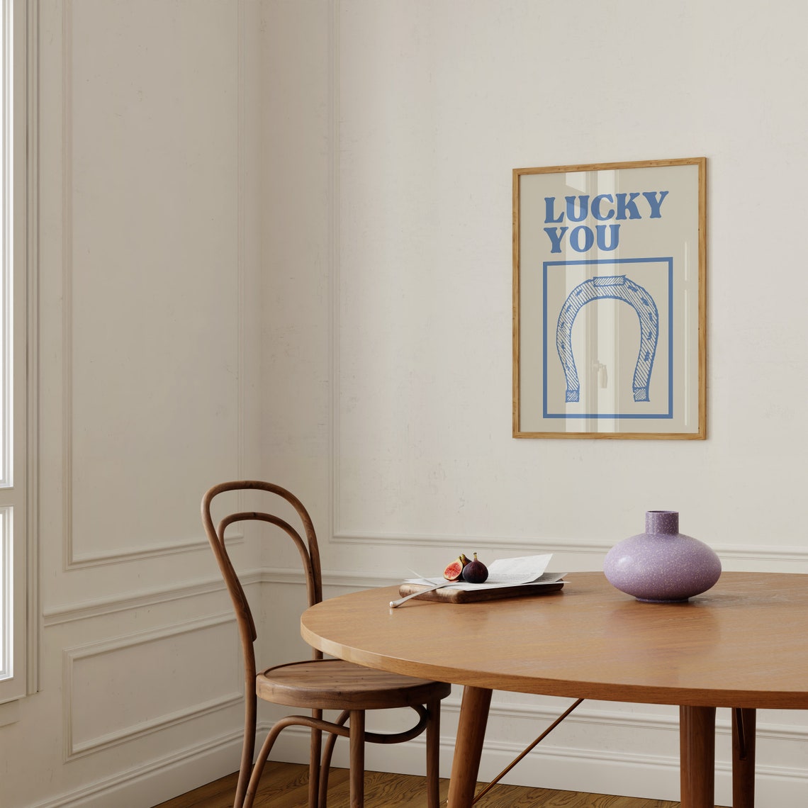 Lucky You Horseshoe Blue Western Good Luck Typography Poster - Image 2