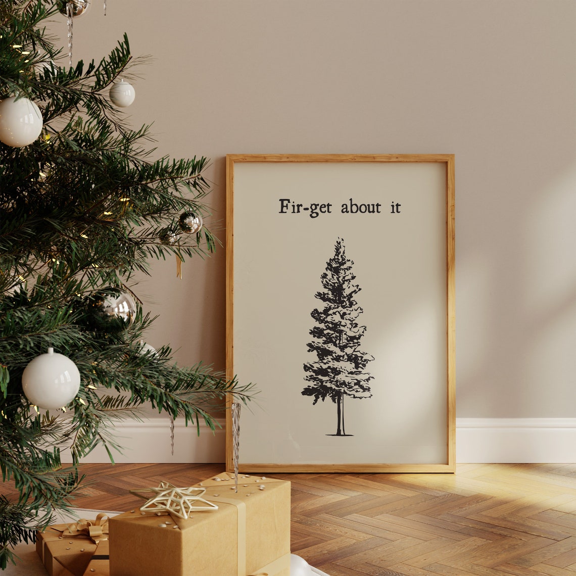 Fir-Get About It Poster Funny Christmas Tree Minimalist Wall Decor - Image 2