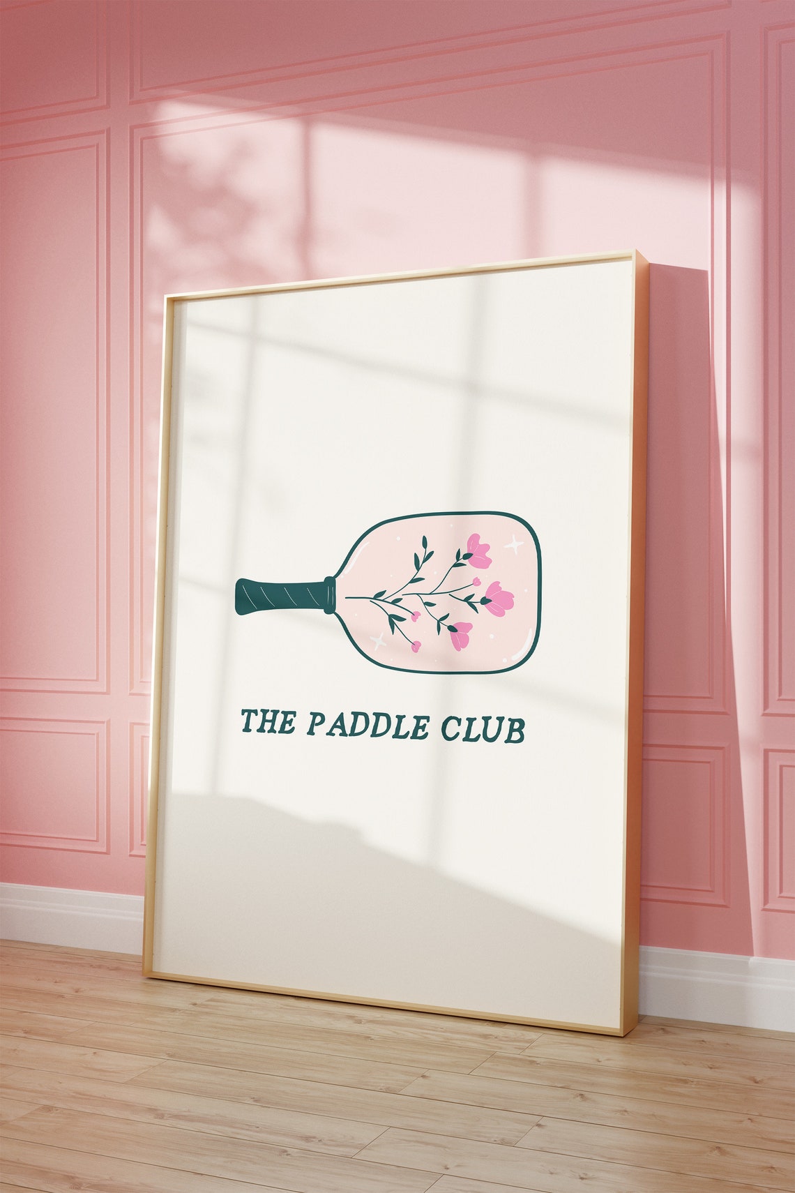 The Paddle Club Pickleball Paddle Floral Cute Sports Wall Poster