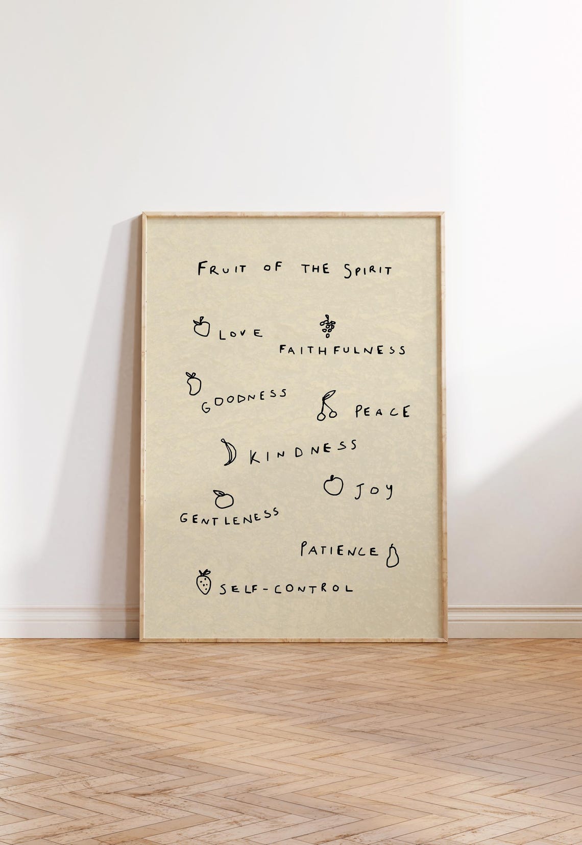 Fruit Of The Spirit Handwritten Minimalist Christian Wall Art