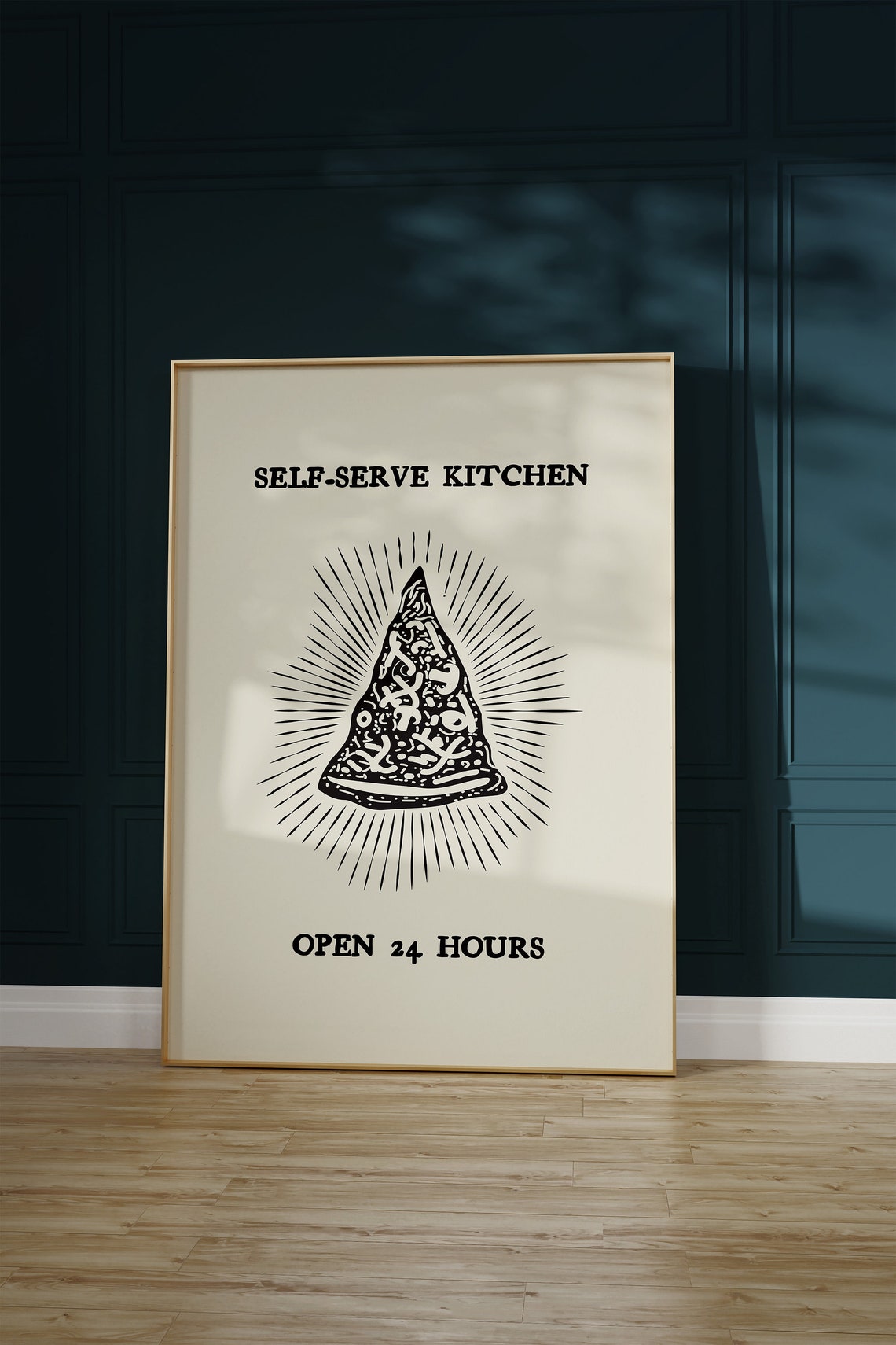 Retro Self Serve Kitchen Open 24 Hours Vintage Pizza Slice Poster - Image 2