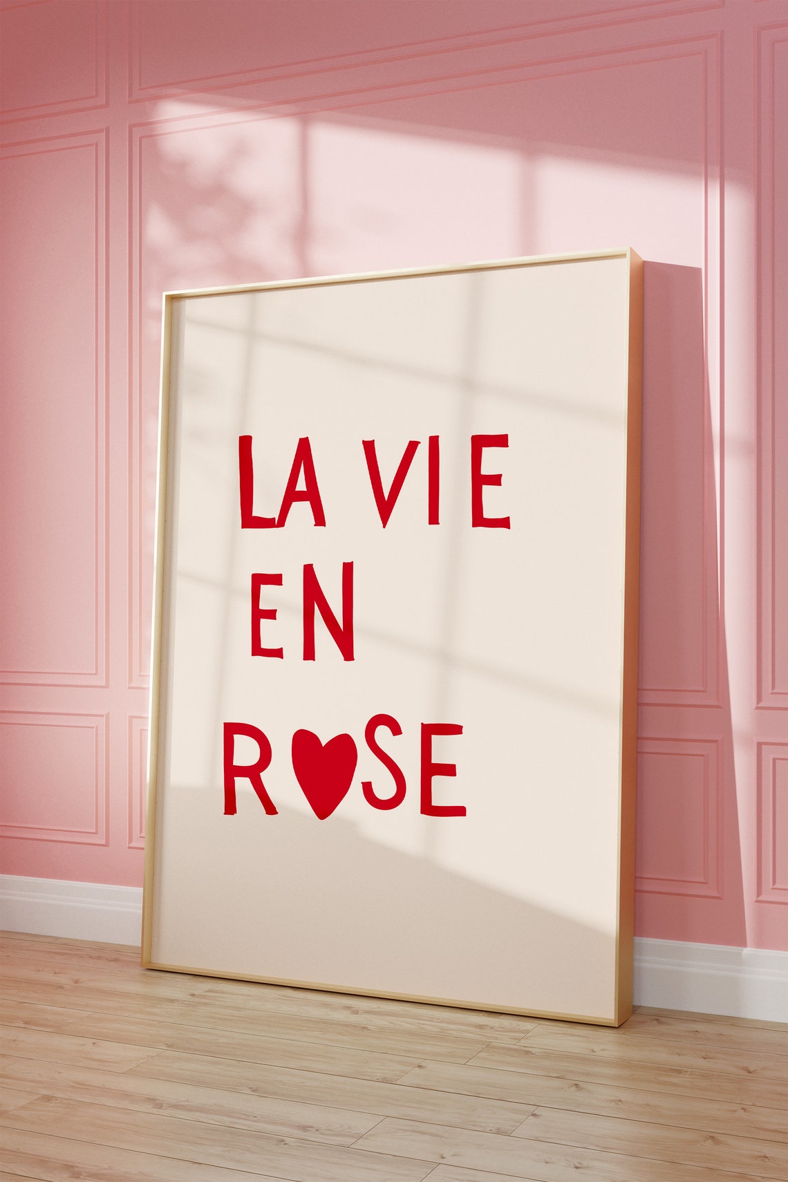 La Vie En Rose Print Minimalist Heart Poster Trendy Living Room Decor Aesthetic Apartment Wall Art French Quote Art 1 Print - Image 3