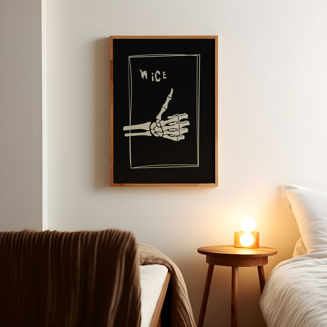 Funny Skeleton Thumbs Up Nice Quote Spooky Black Halloween Art Poster - Image 4