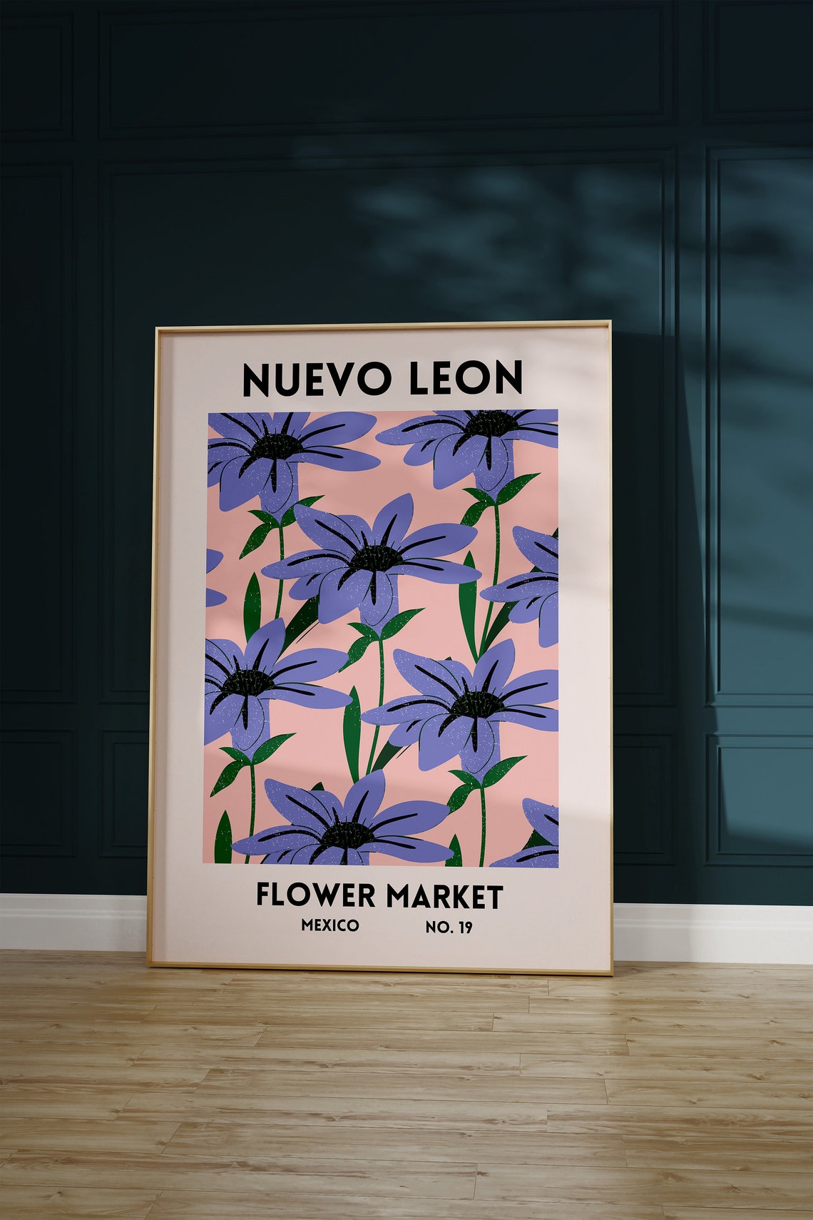 Nuevo Leon Mexico Flower Market Purple Floral Botanical Travel Poster - Image 2