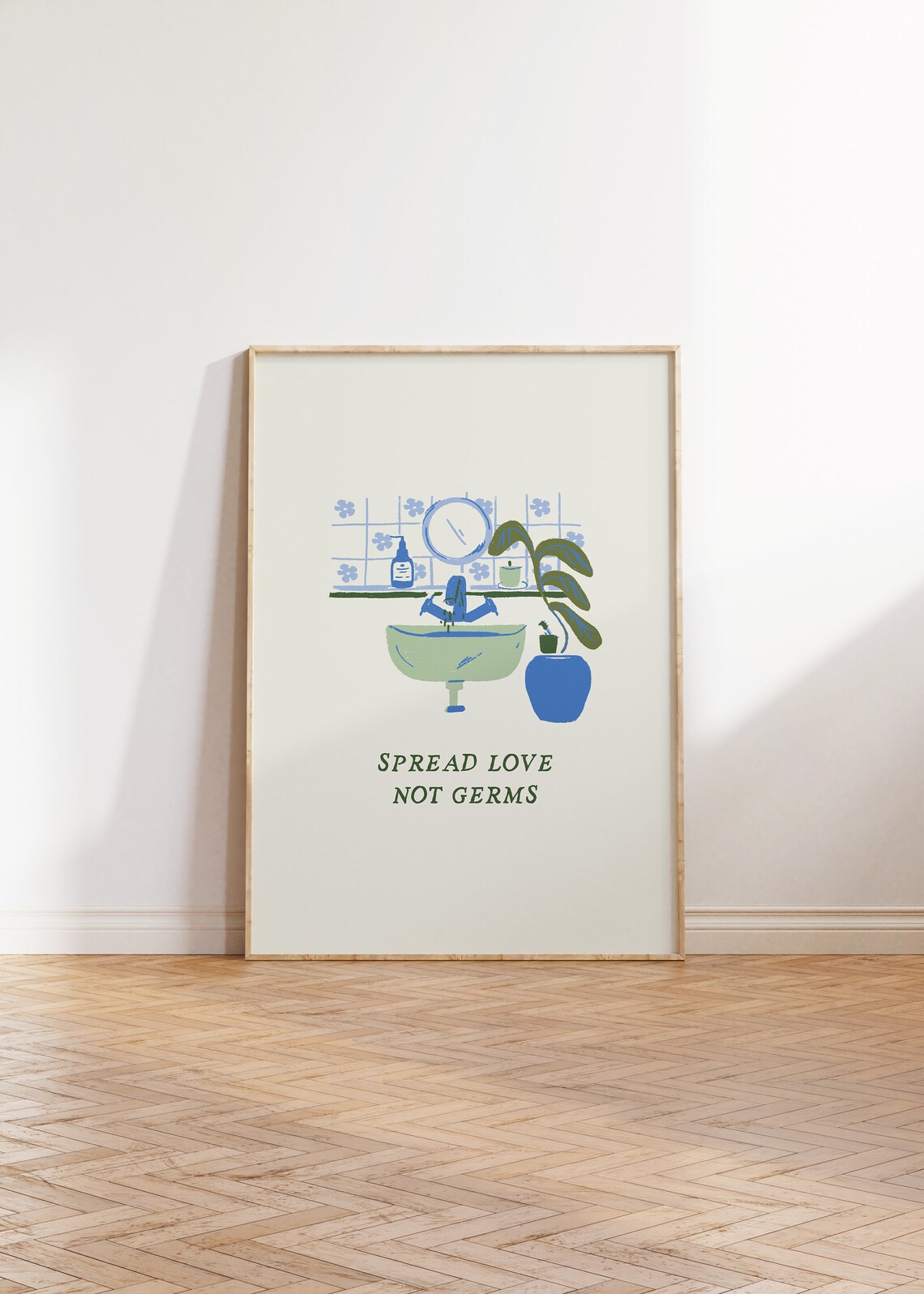 Spread Love Not Germs Bathroom Wash Hands Poster - Image 4