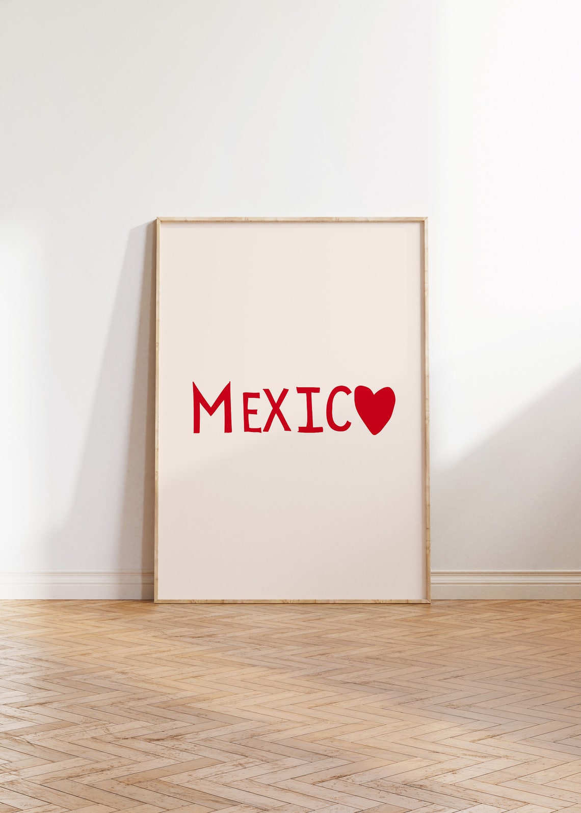 Minimalist Mexico Heart Red Typography Modern Travel Poster Art - Image 4