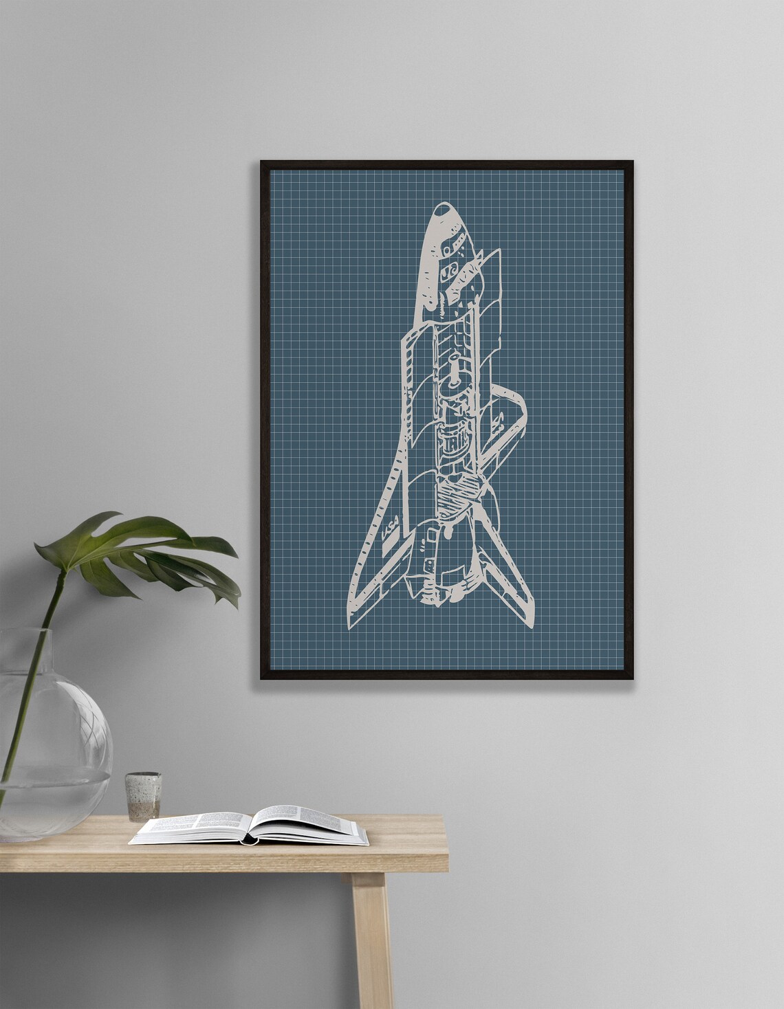 Rocketship Blueprint Vintage Space Art Poster - Image 2