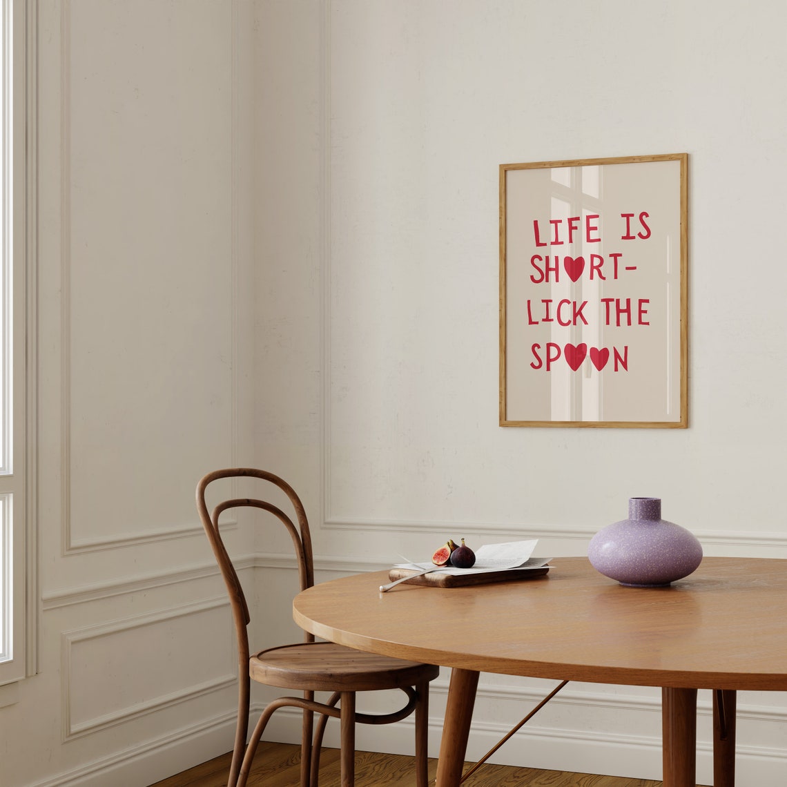 Life Is Short Lick the Spoon Red Heart Letter Baking Quote Poster - Image 3