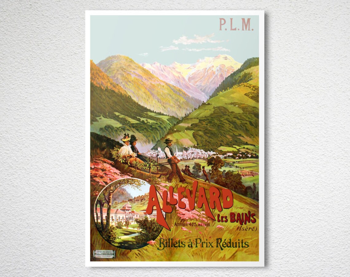 Allevard Les Bains Isere French Alps Spa Vintage Travel Poster - Image 2