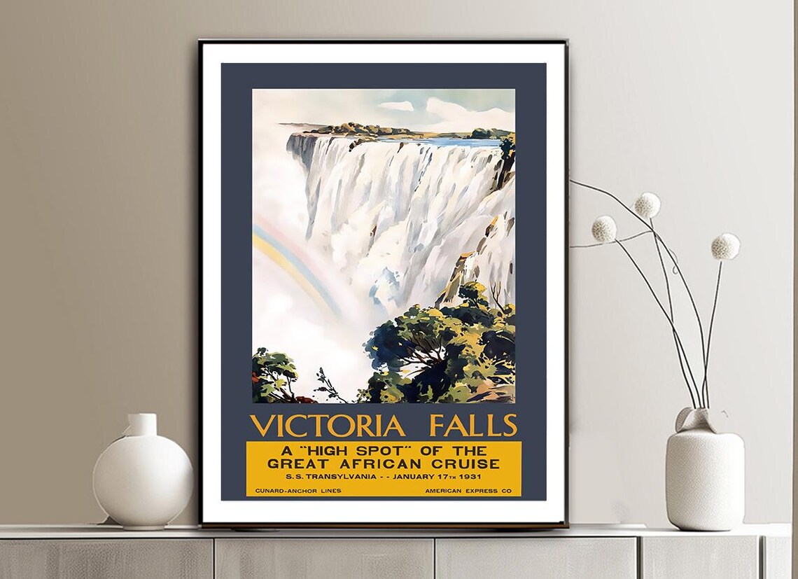 Victoria Falls Vintage Travel Poster, Zimbabwe Travel Print - Image 2