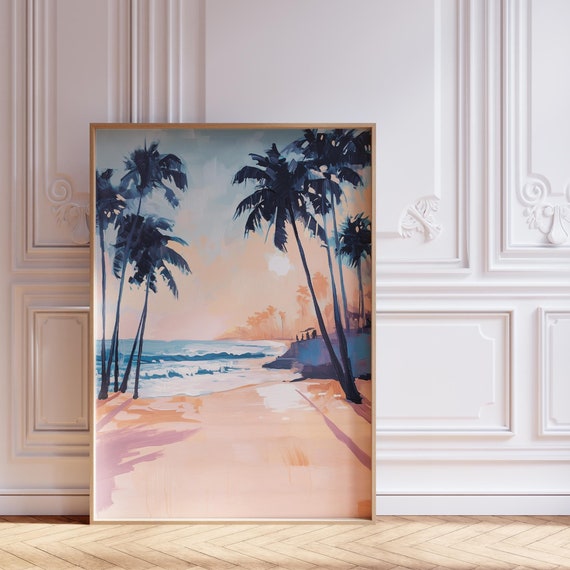 Beach Print For Aesthetic Room Decor Coastal Prints Retro Surf Poster Vintage Waves Wall Art For Boho Decor Above Couch Art