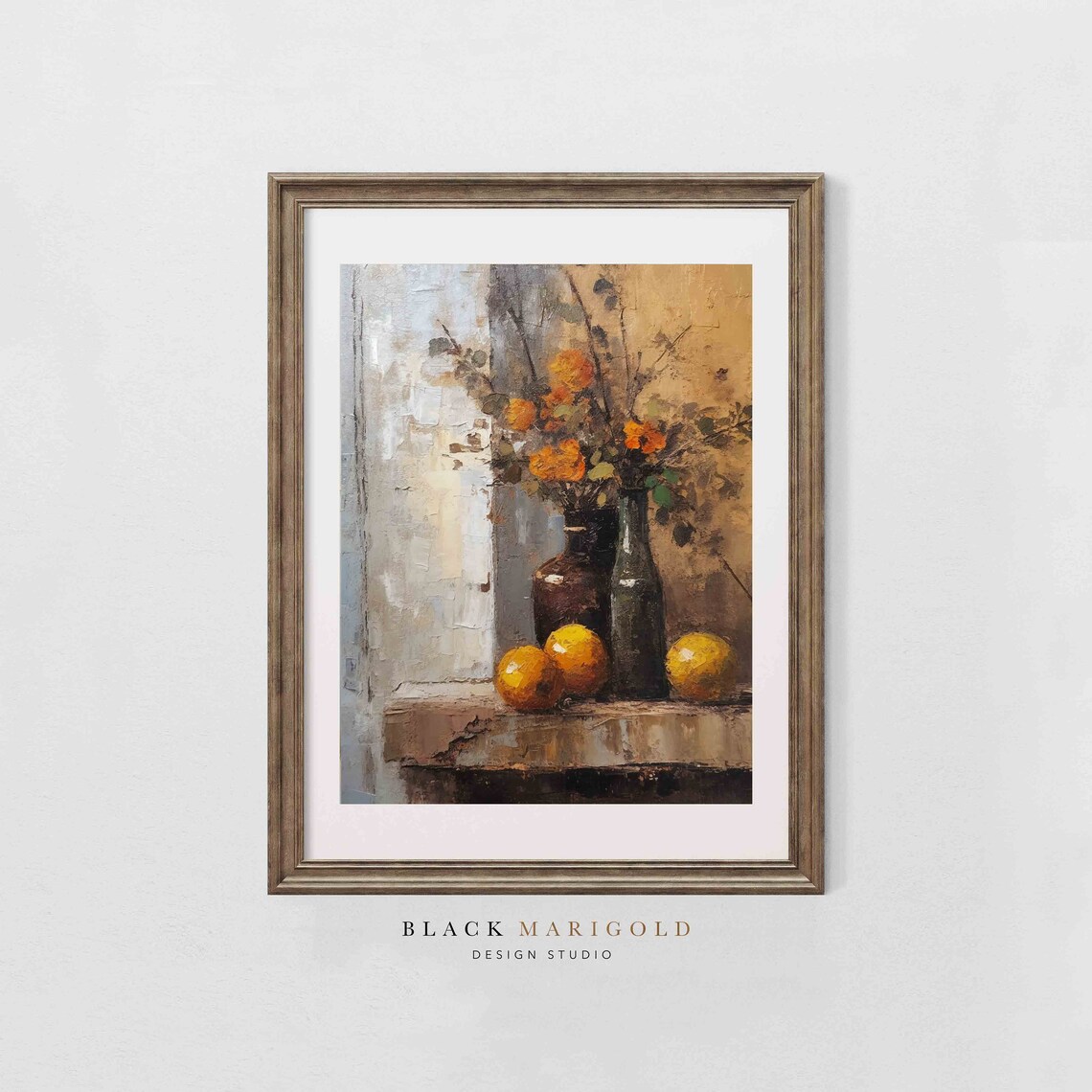 Orange Blossoms in Rustic Bottles Vintage Still Life Oil Poster - Image 2