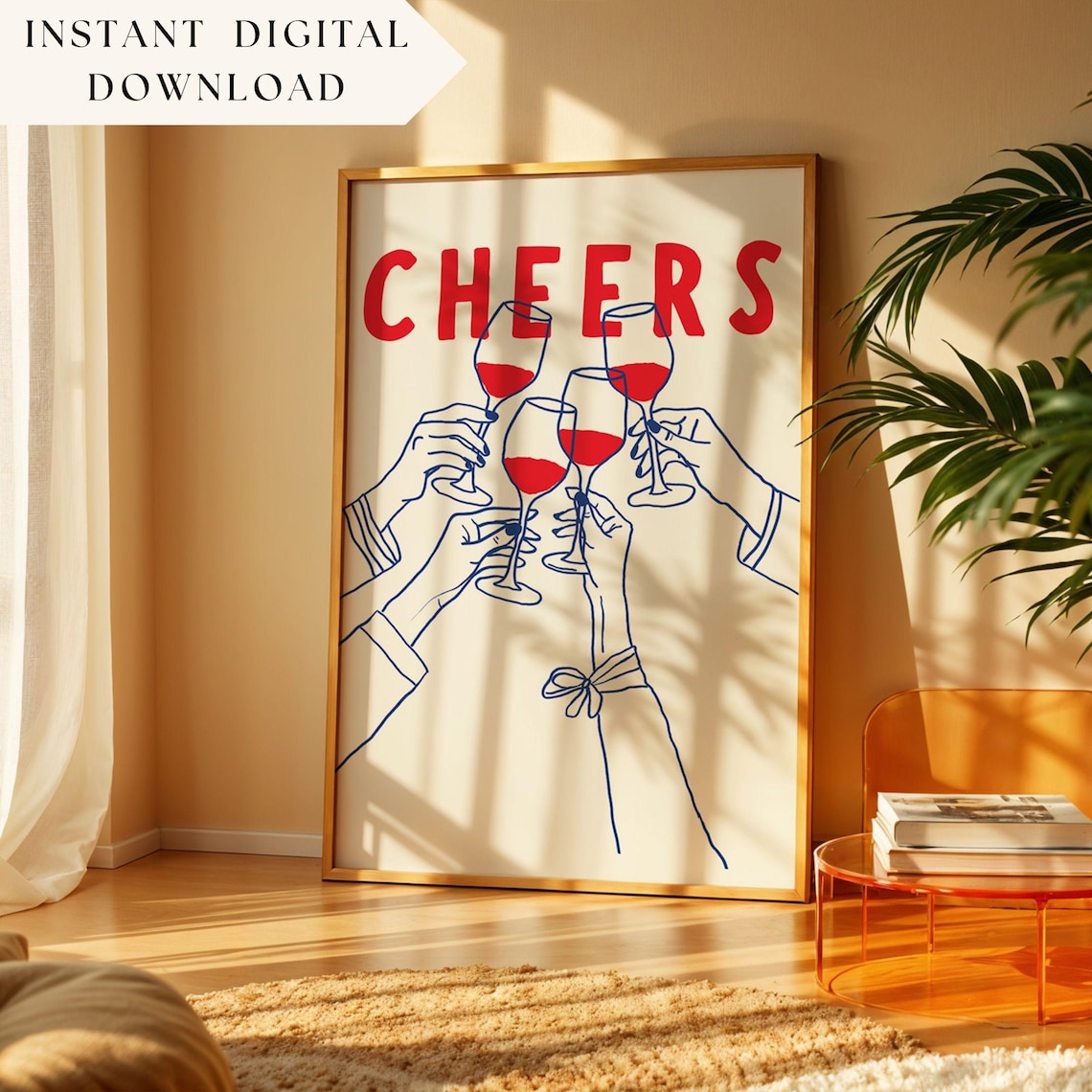 Cheers Wine Art, Retro Cocktail Bar Decor