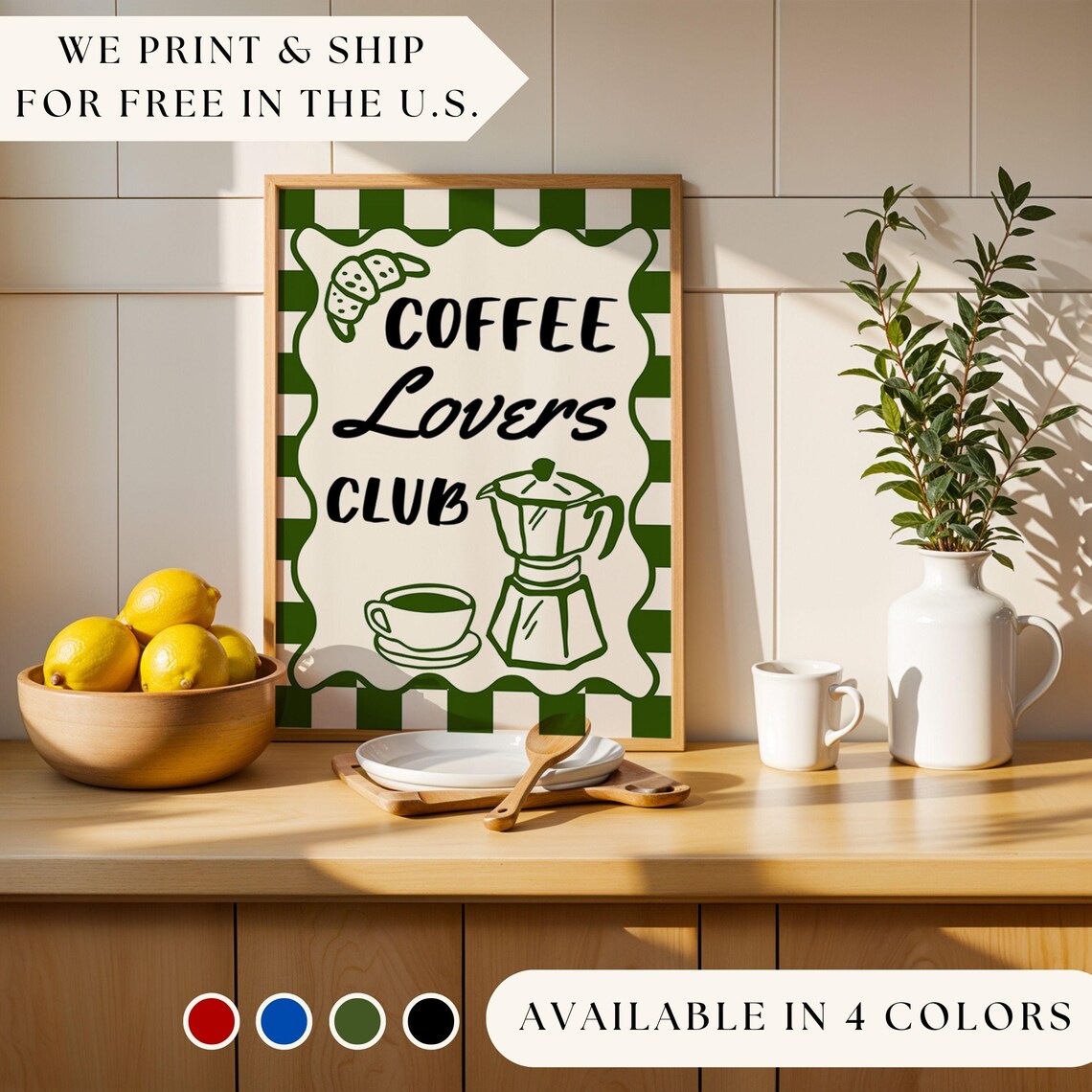 Coffee Lovers Club Kitchen Coffee Bar Decor Print