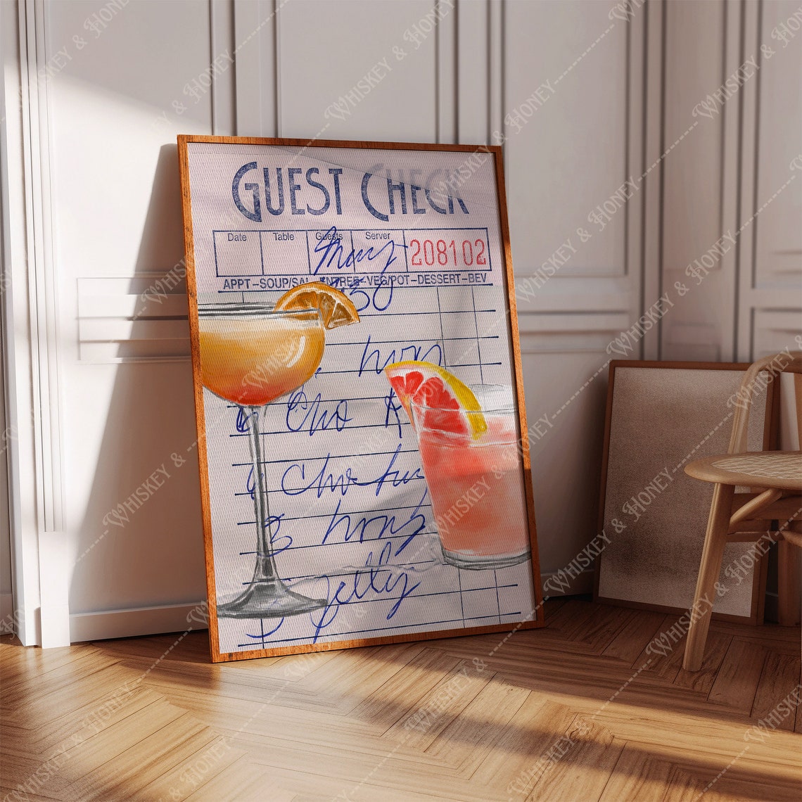 Guest Check Vintage Restaurant Ticket Cocktail Bar Decor Poster - Image 3