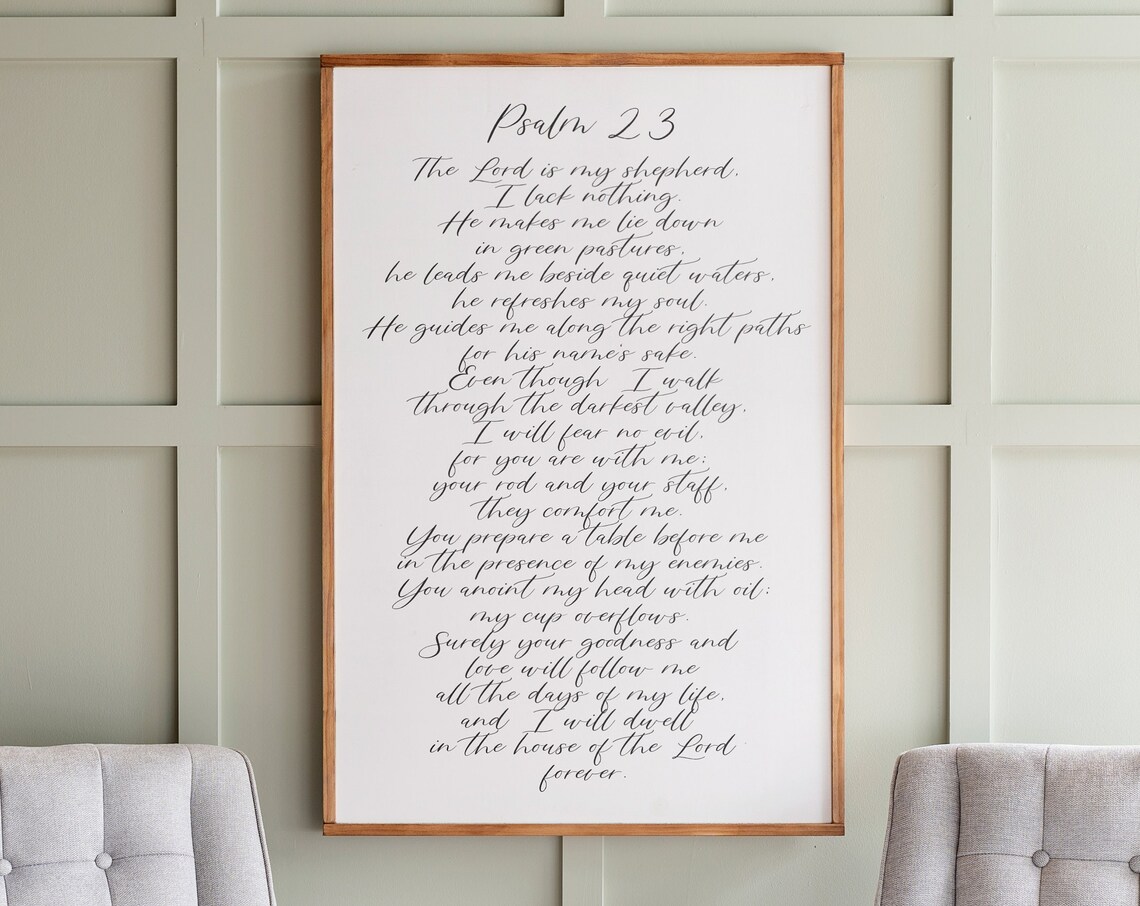 Psalm 23 The Lord Is My Shepherd Scripture Sign Rustic Chalkboard Wall Decor - Image 2