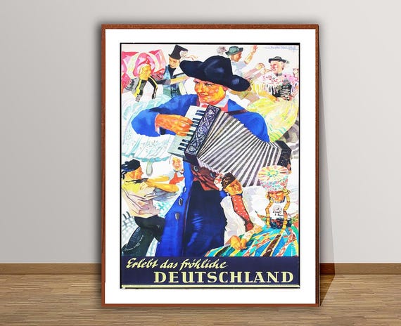 Erlebt Das Frchliche Deutschland Vintage Travel Poster Travel Art Print Gift Idea Wall Decor