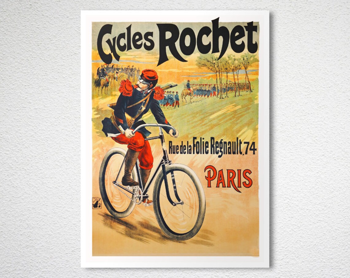Cycles Rochet Paris Soldier Bicycle Vintage French Ad Art Poster - Image 2