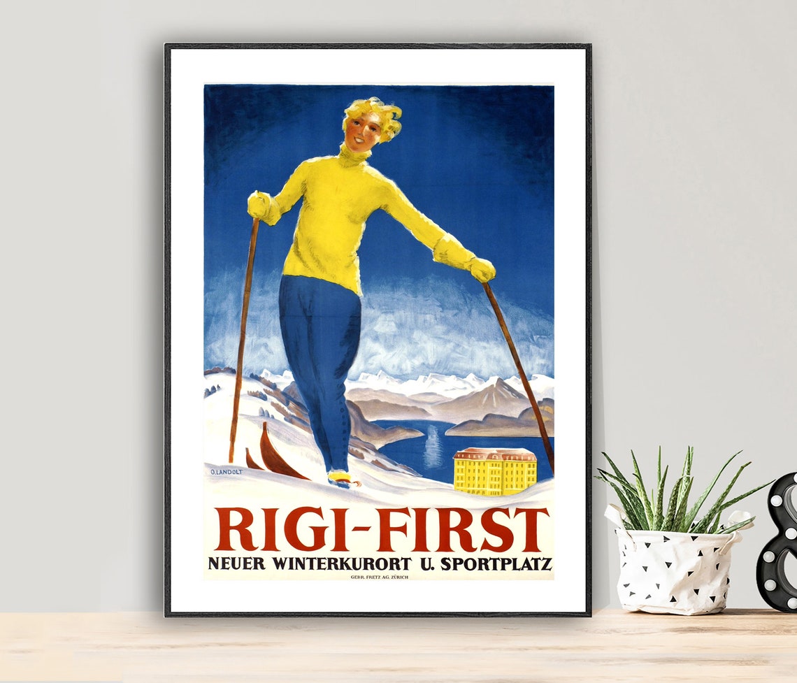 Rigi First Neuer Winterkurort Swiss Alps Skiing Travel Poster