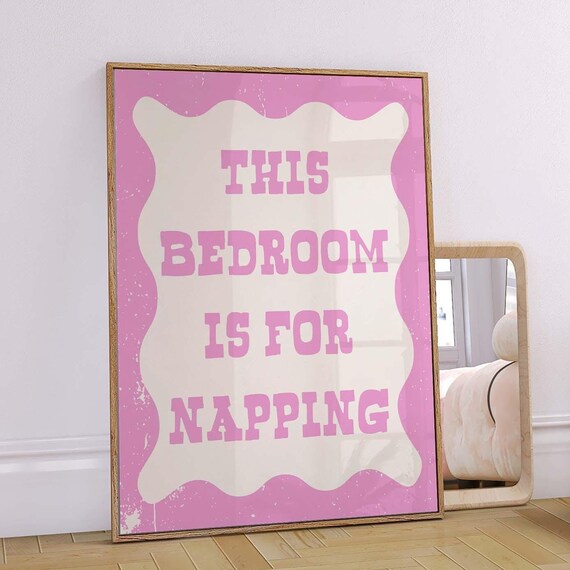 This Bedroom Is For Napping Print Vintage Bedroom Wall Art Trendy Bedroom Decor Cute Quote Art Aesthetic Bedroom Decor Wall Art