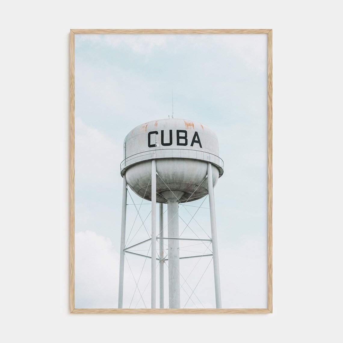 Cuba Water Tower Against Pale Sky Vintage Americana Photo Poster