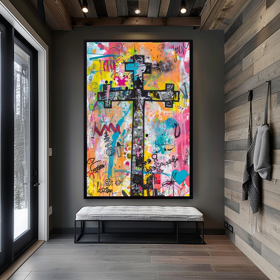 Graffiti Cross Crucifixion Vibrant Street Style Christian Poster - Image 3