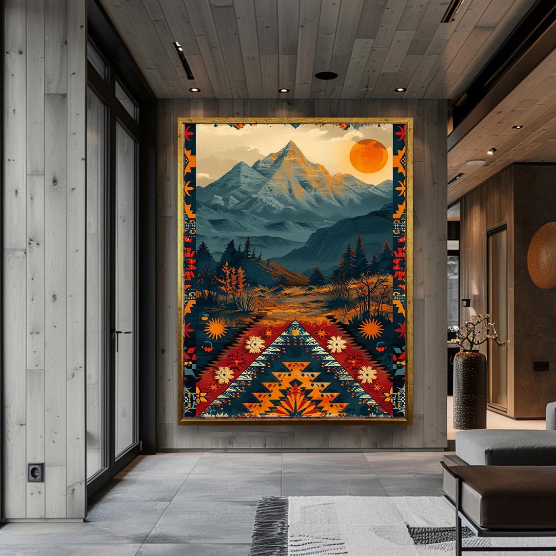 African Patterns Mountain Wall Decor Landscape Art Wall Hanging Extra Large Wall Art Print Wall Decor Housewarming Gift - Image 4