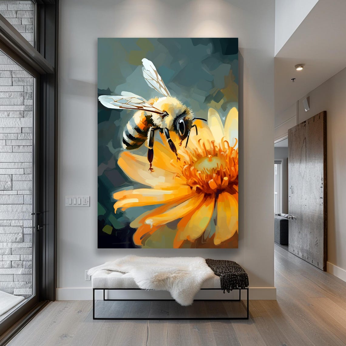 Bee Decor Flower Art Floral Art Print Wall Art Large Wall Decor Unique Gifts Housewarming Gift Maximalist Decor Art Decor - Image 3