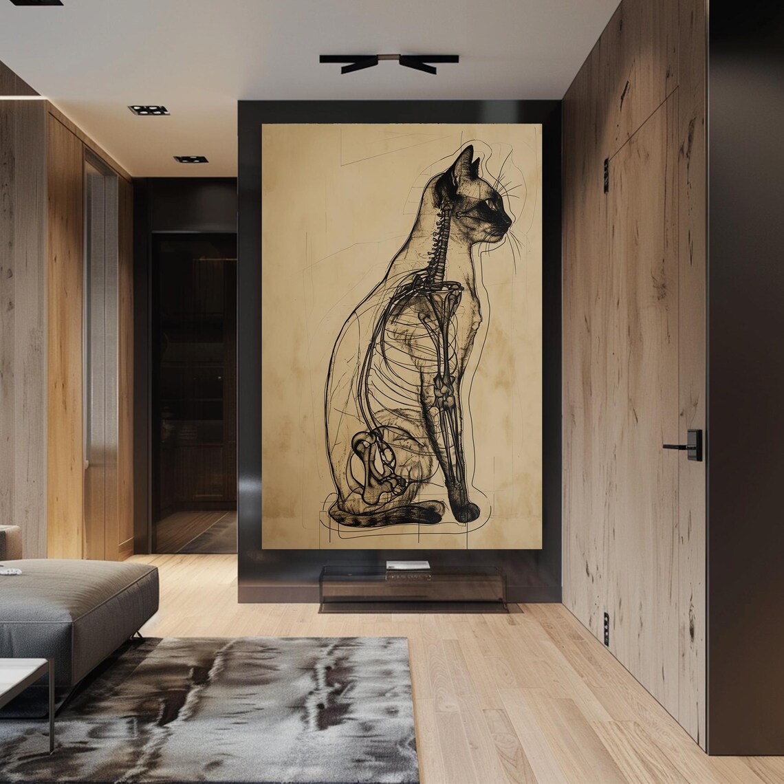 Vintage Cat Anatomy Sketch in Old Scientific Study Style Poster - Image 3