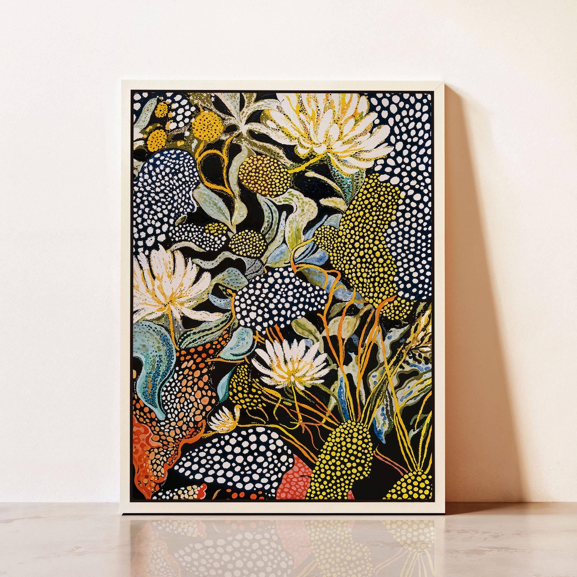 Yayoi Kusama-Inspired Botanical Polka Art Print