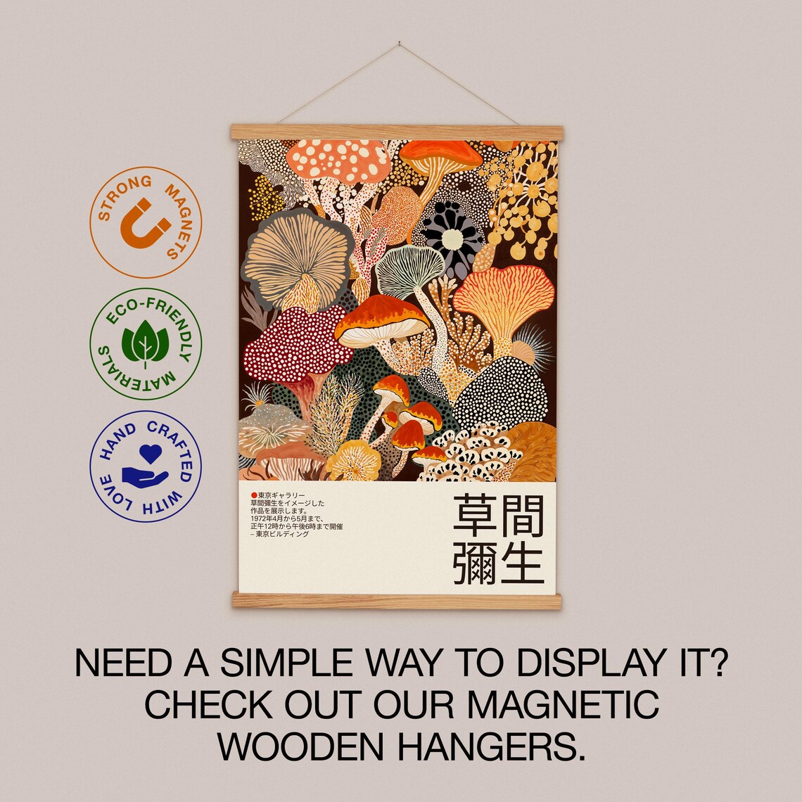 Yayoi Kusama Inspired Mushroom Floral Poster - Image 2