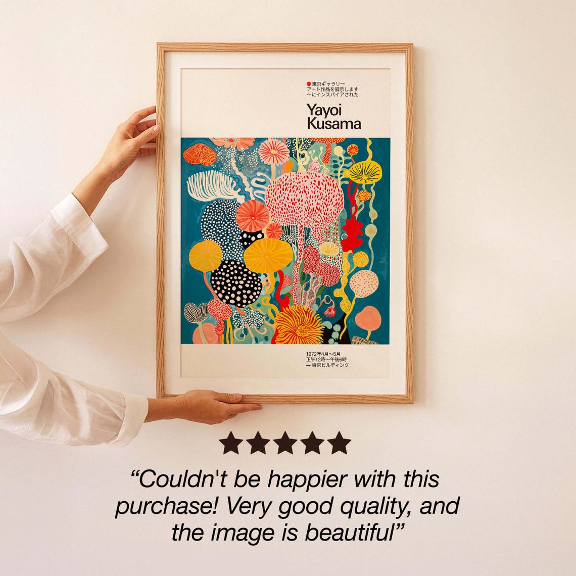Yayoi Kusama Inspired Teal Underwater Blossom Ocean Garden Poster - Image 3