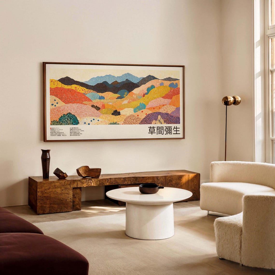 Kusama Inspired Panoramic Autumn Dotted Hills Exhibition Poster - Image 3