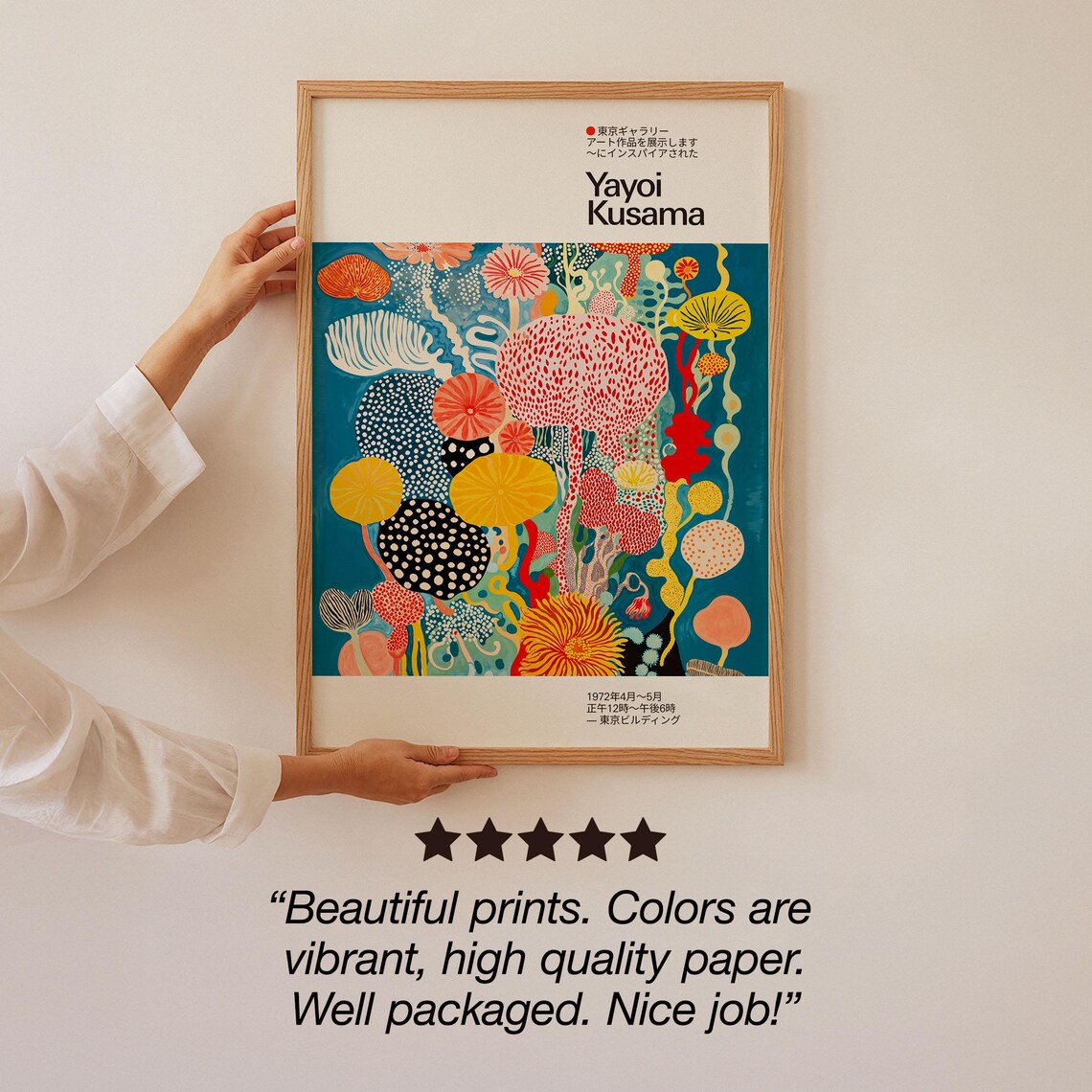 Yayoi Kusama-Inspired Abstract Floral Art Print, Mid-Century - Image 3