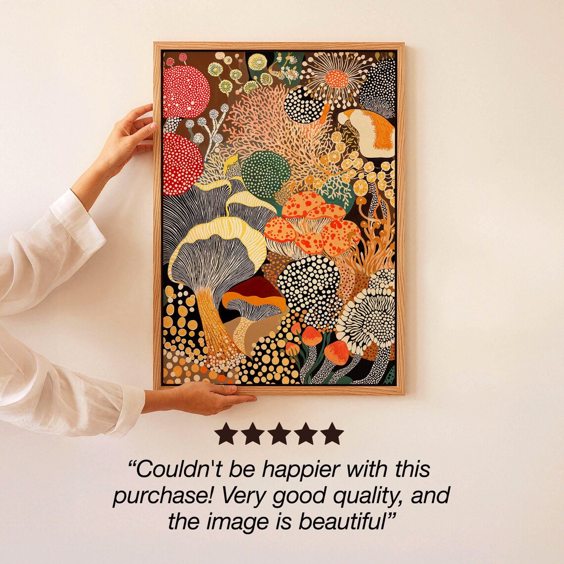 Mushroom Botanical Art Print, Yayoi Kusama Style - Image 3
