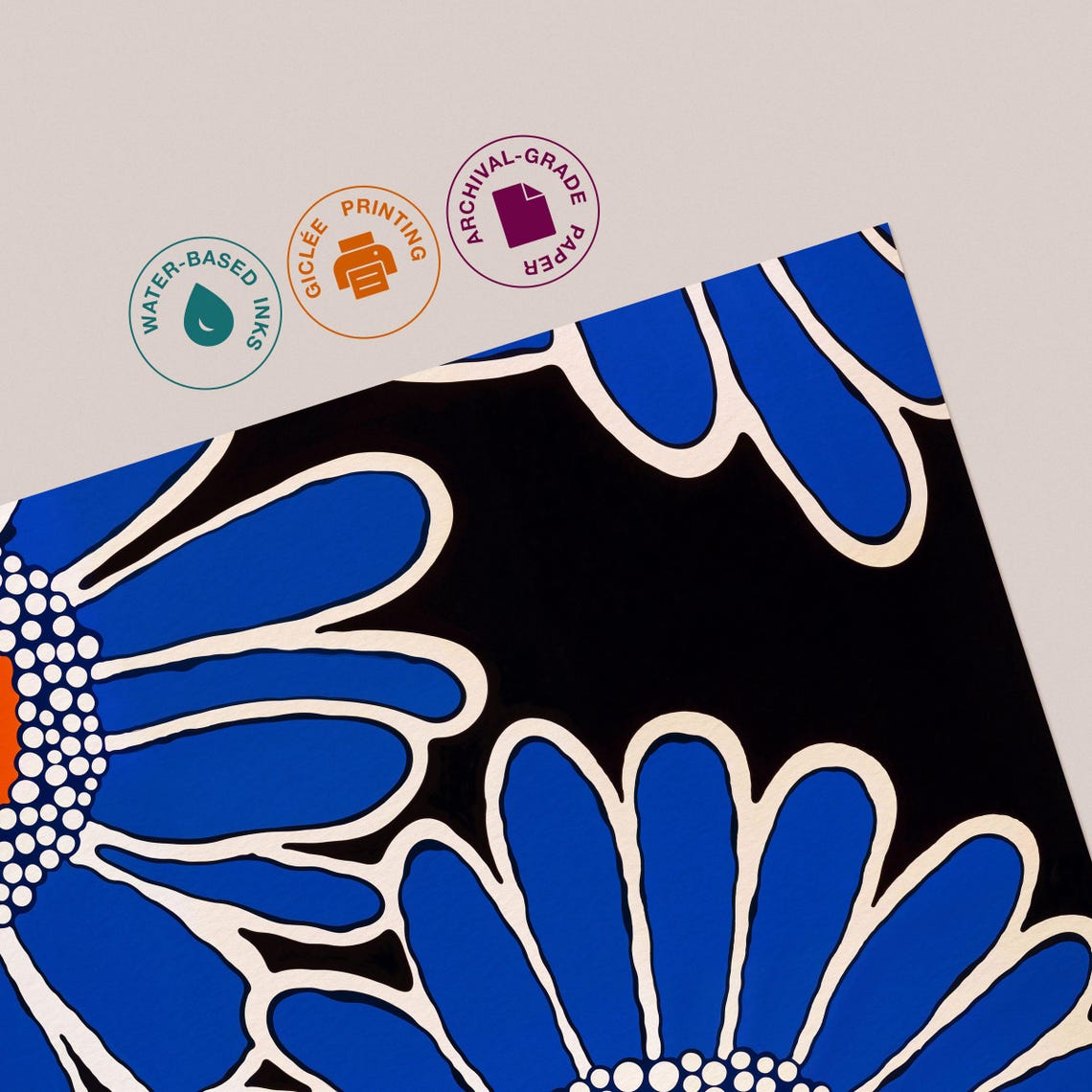 Yayoi Kusama Bold Blue Daisy Bloom 1972 Gallery Exhibition Poster - Image 3