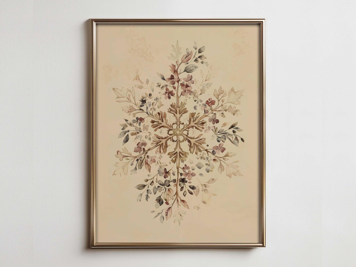 Watercolor Snowflake Print, Scandinavian Christmas Art Print