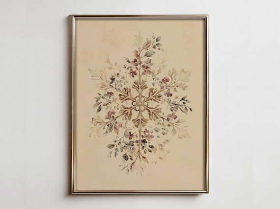Watercolor Snowflake Print, Scandinavian Christmas Art Print
